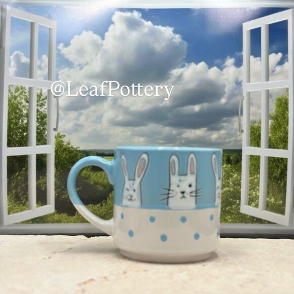 Silly Bunny Blue/ White Ceramic 20oz Mug - Picture 7 of 10